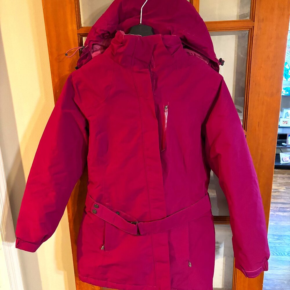Lands' End Women Squall Parka Coat Fuscia Size: Large (14-16)